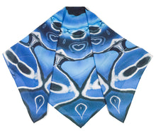 blue water ripple satin silk scarf accessory fashion couture designer elegant style wearable art square