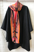 orange geometric long satin silk scarf accessory fashion couture designer elegant style wearable art rectangular women's clothing