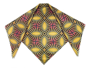 Tribal geometric satin silk scarf accessory fashion couture designer elegant style wearable art square